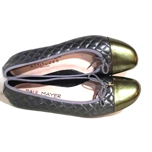 Paul Mayer Best Quilted Ballet Flats Silver Green sz 10.5 - Picture 7 of 13
